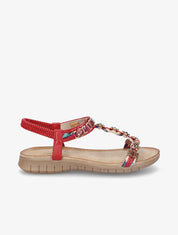 Nu-pieds fleurs en strass - Rouge - 5