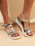 Sandales compensées à paillettes - Or - 1
