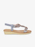 Nu-pieds à empiècement effet bois et strass - Bleu - 1