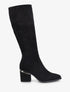 Bottes en suédine à talons stylisés - Noir - 1