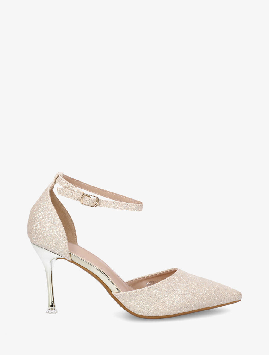 Sandales à talon aiguille et paillettes - Or - 1