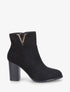 Bottines à talon en suédine - Noir - 1