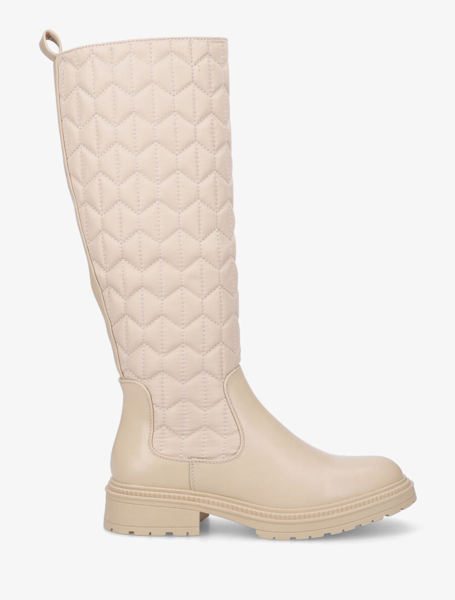 Bottes bi-matière matelassées - Beige - 1