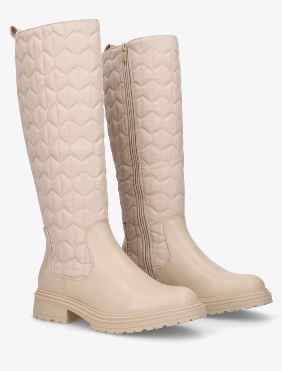 Bottes bi-matière matelassées - Beige - 4