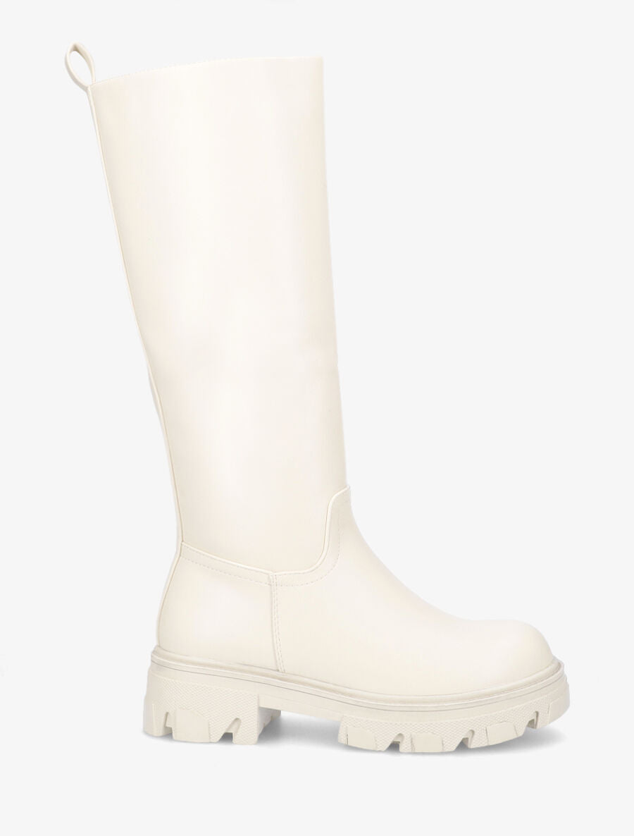 Bottes plates en simili - Beige - 1