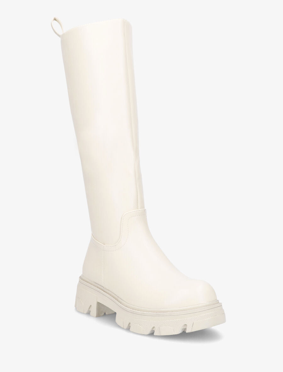 Bottes plates en simili - Beige - 2