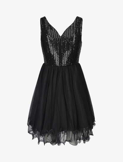 Robe sequins et volants  - noir - 2