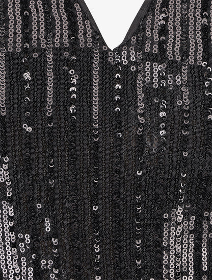 Robe sequins et volants  - noir - 3