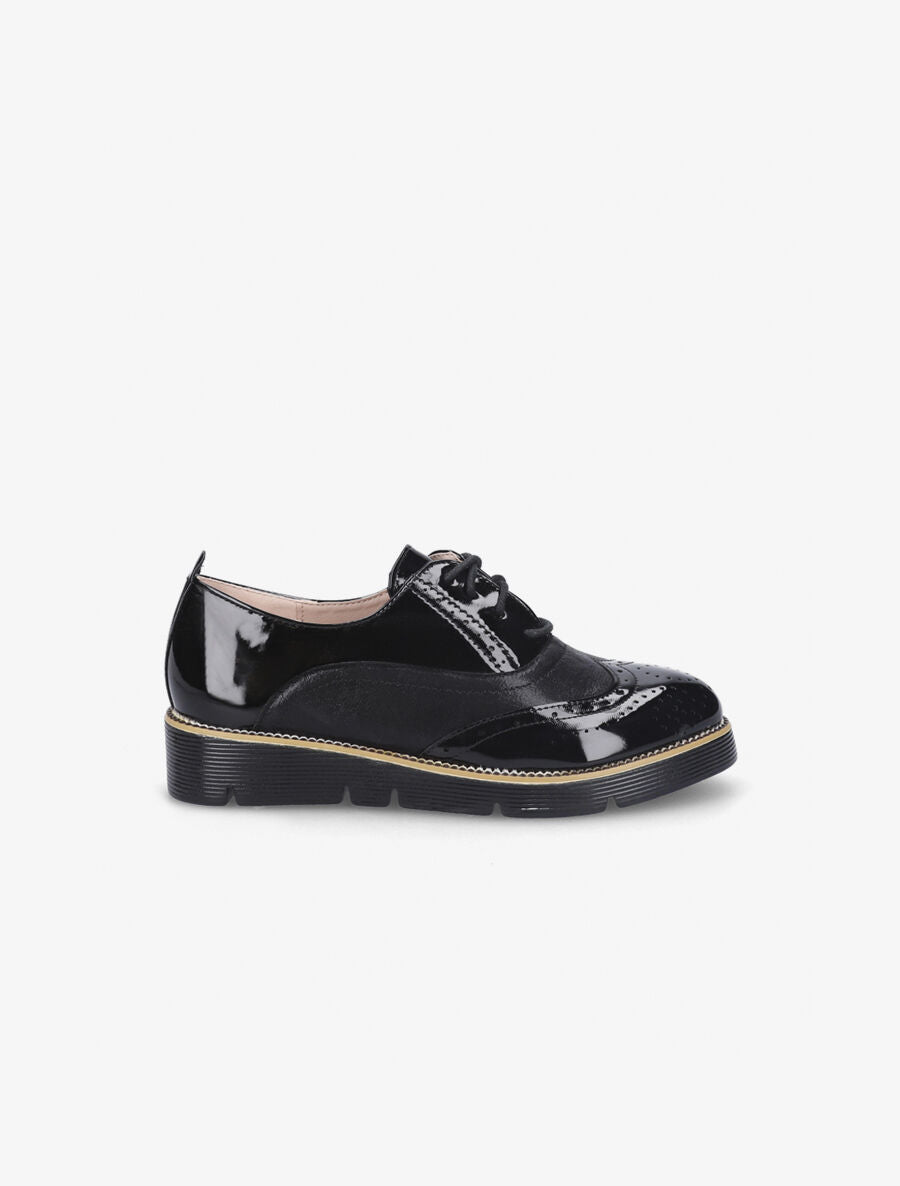 Derbies façon brogues vernies - Noir - 1