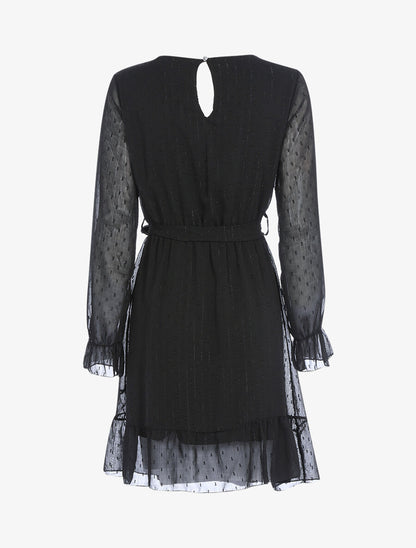 Robe basique à pois brodés - Noir - 2