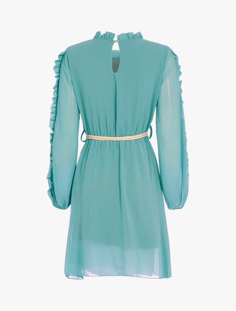 Robe en voile fin et manches volantées - Vert d&
