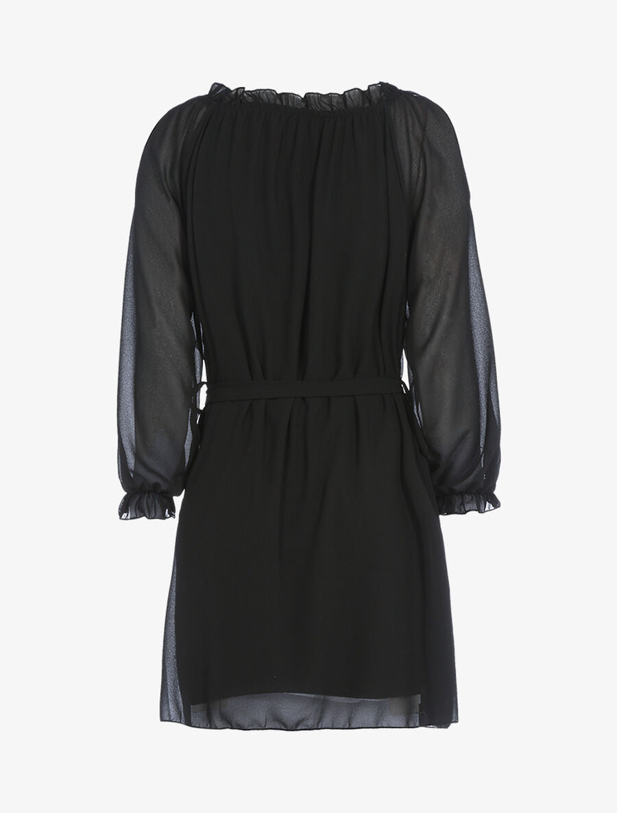 Robe en voile épaules ajourées - Noir - 2