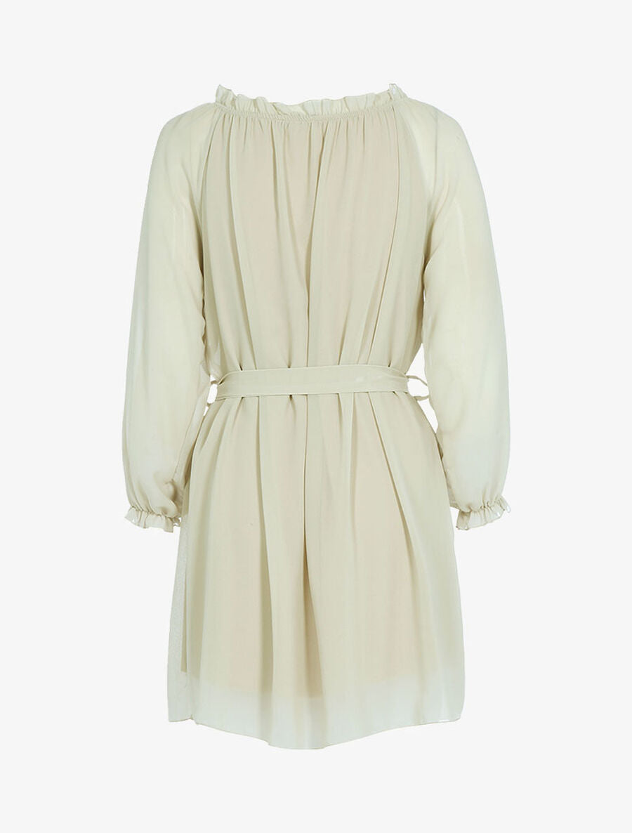 Robe en voile épaules ajourées - Beige - 2