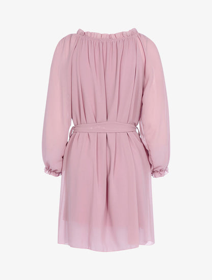 Robe en voile épaules ajourées - Rose - 2