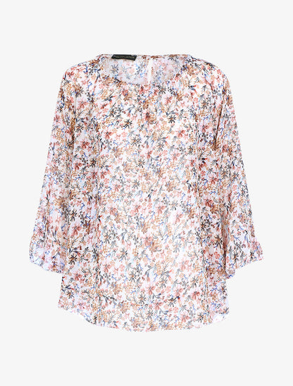 Blouse fluide transparente imprimé - Écru - 1