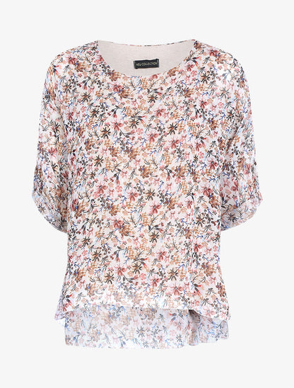 Blouse imprimé floral coupe ample - Écru - 1