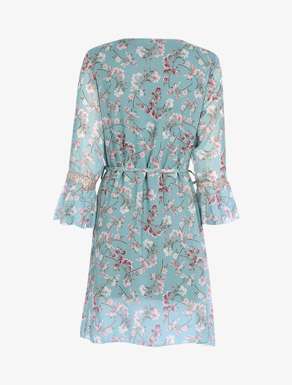 Robe à imprimé champêtre et sequins - Vert d&