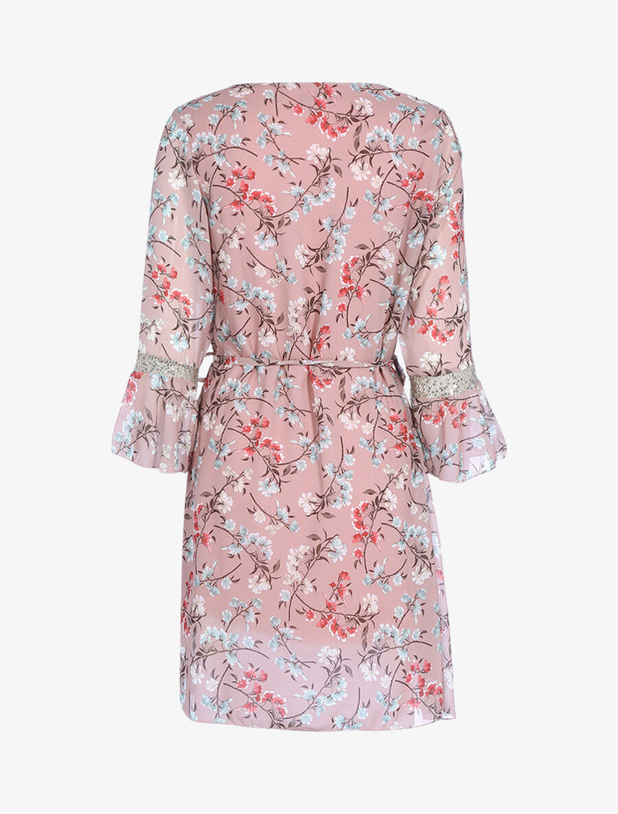 Robe à imprimé champêtre et sequins - Rose - 2