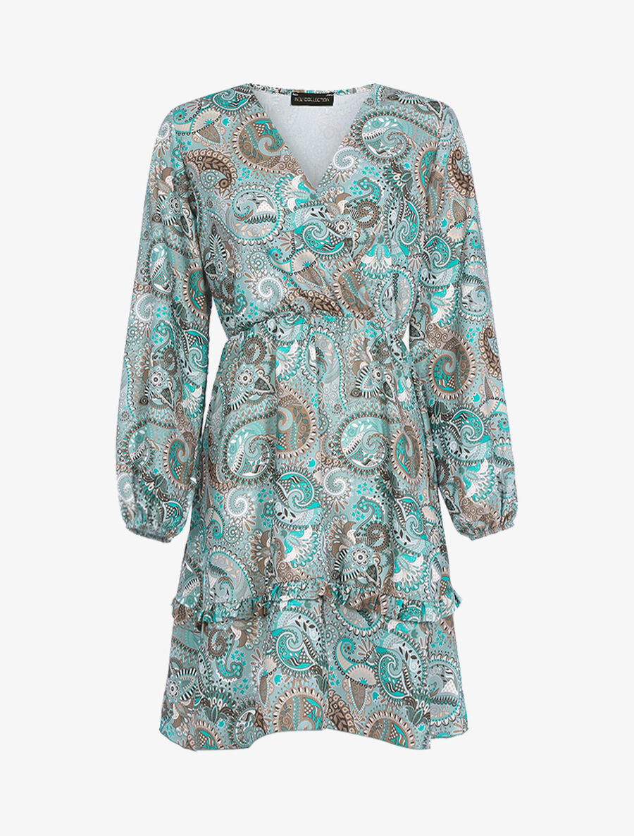 Robe volantée à imprimé cachemire - Vert d&