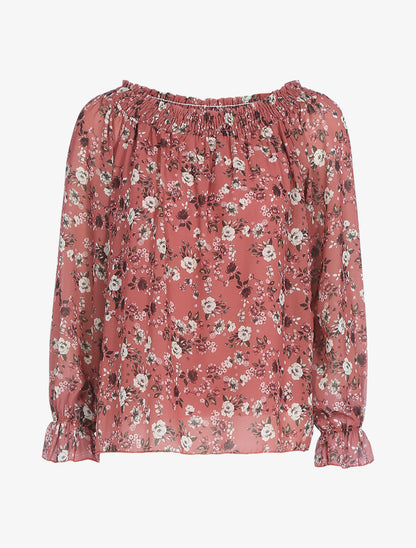 Top à imprimé fleuri - Rose foncé - 1