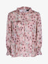 Blouse fleurie à encolure volantée - Rose - 1