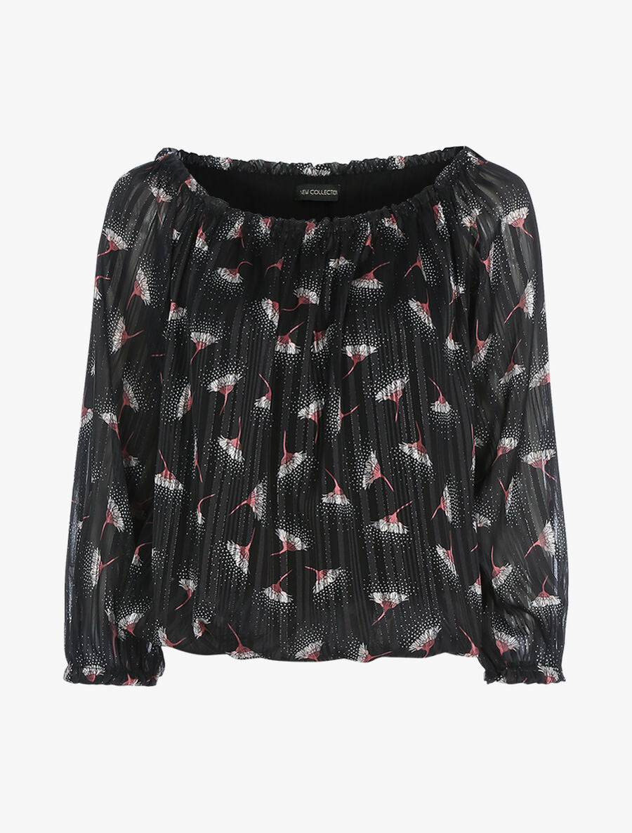 Blouse à imprimé pissenlits - Noir - 1