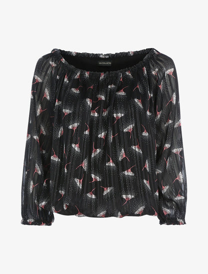 Blouse à imprimé pissenlits - Noir - 1