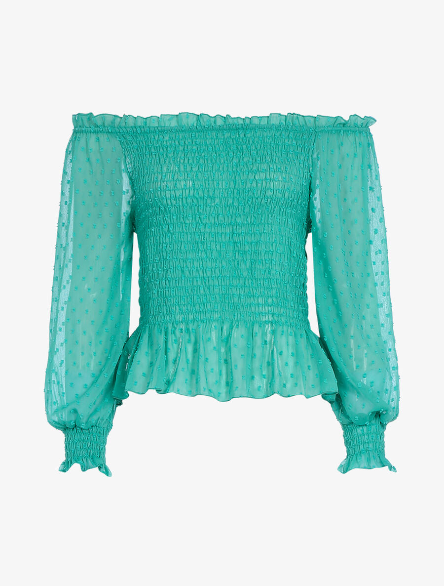 Crop top à détails mouchetés - Bleu turquoise - 1