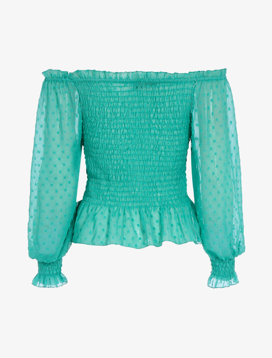 Crop top à détails mouchetés - Bleu turquoise - 2
