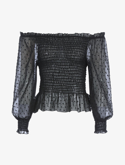 Crop top à détails mouchetés - Noir - 1