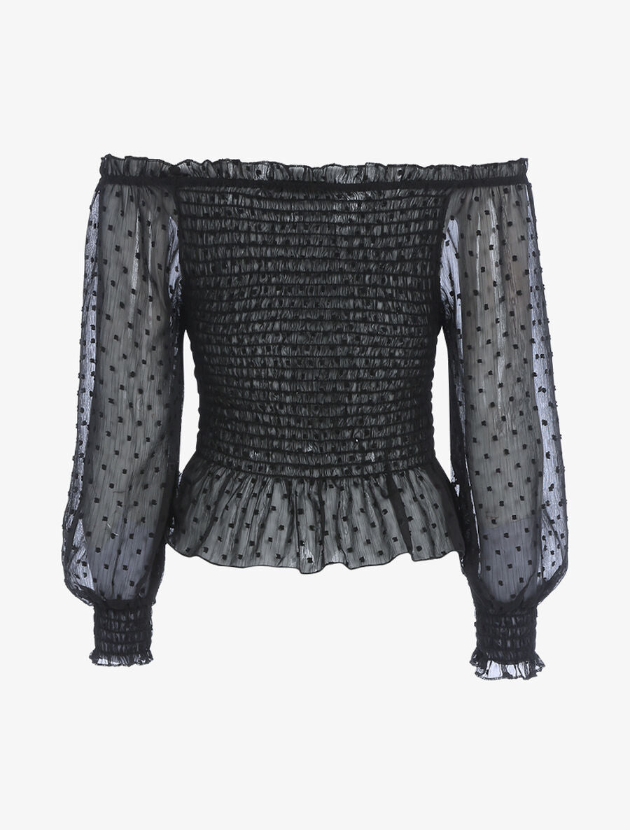 Crop top à détails mouchetés - Noir - 2