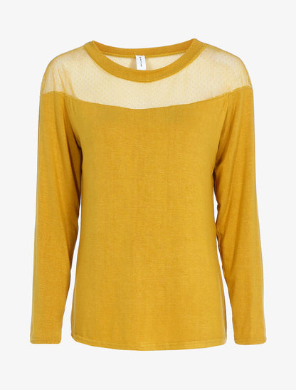 Top ample haut de buste en tulle - Moutarde - 1