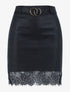 Jupe simili à bord dentelle - Noir - 1