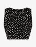Crop top à imprimé pois - Noir - 1