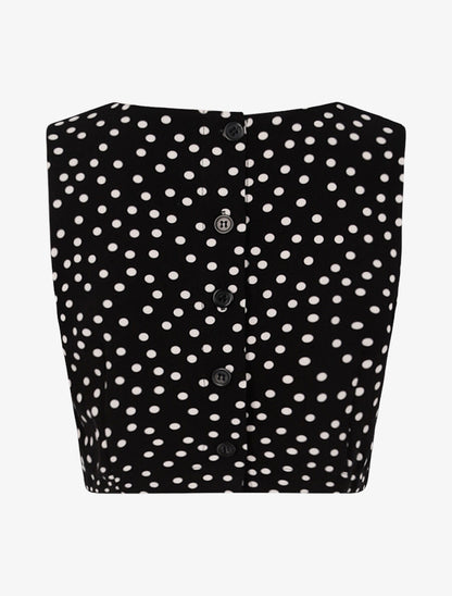 Crop top à imprimé pois - Noir - 2