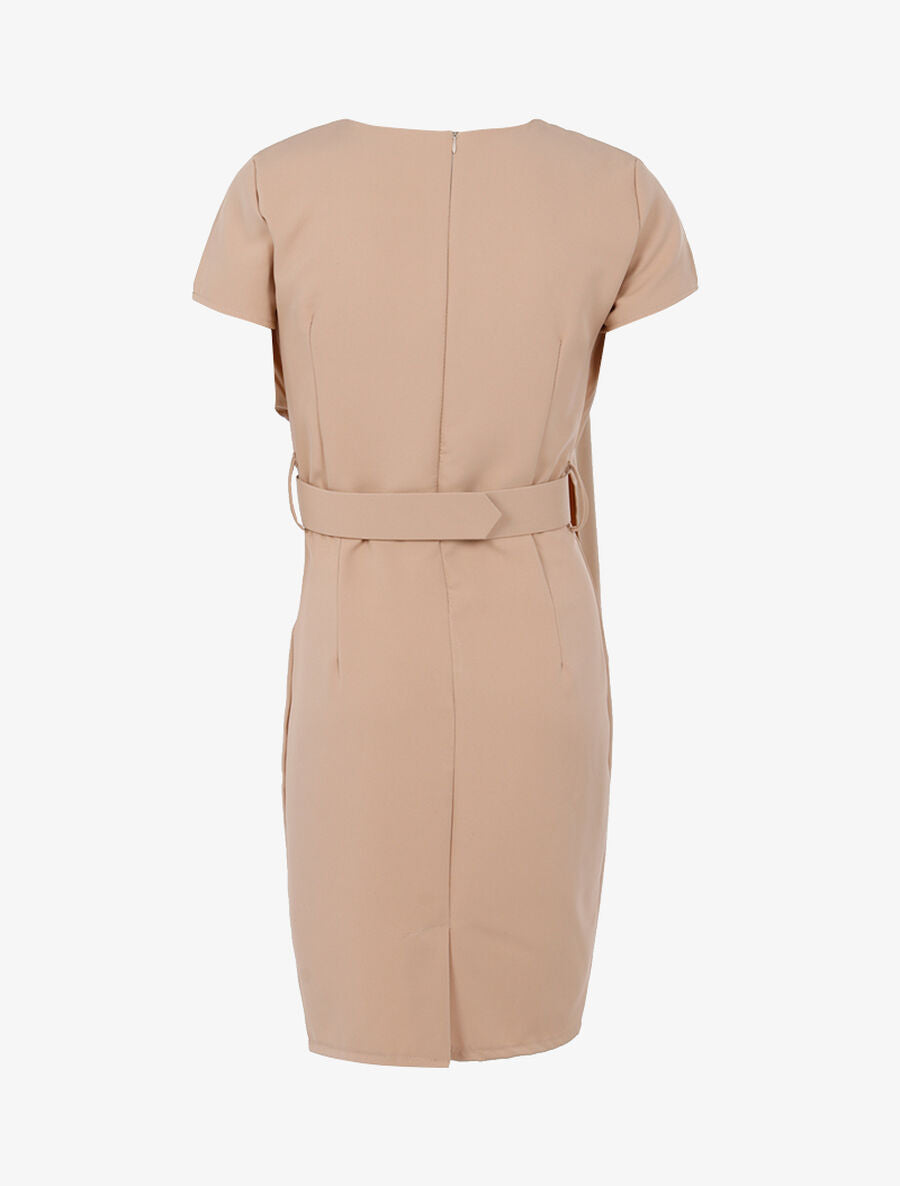 Robe cintrée à pan biseauté - Beige - 2