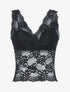 Crop top en dentelle festonnée - Noir - 1