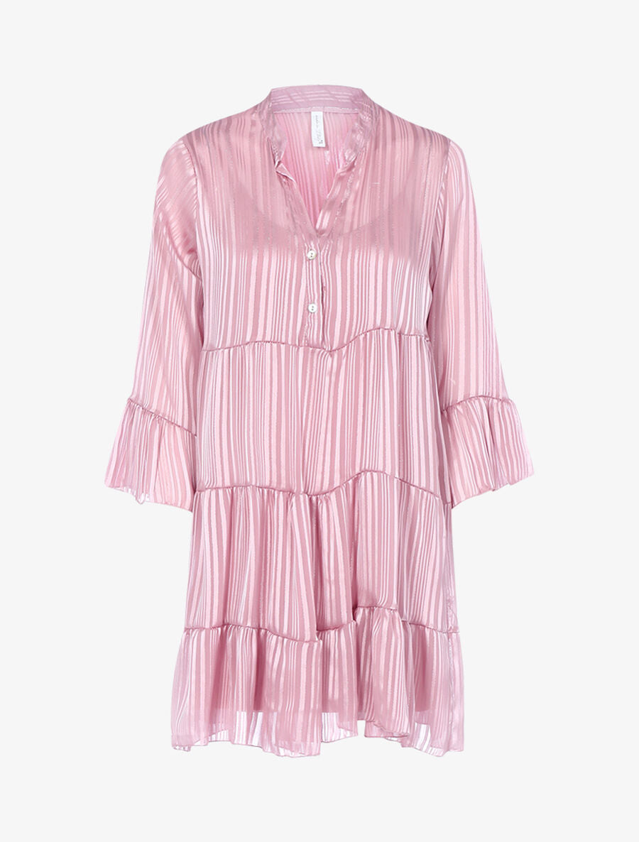 Robe trapèze volantée - Rose - 1