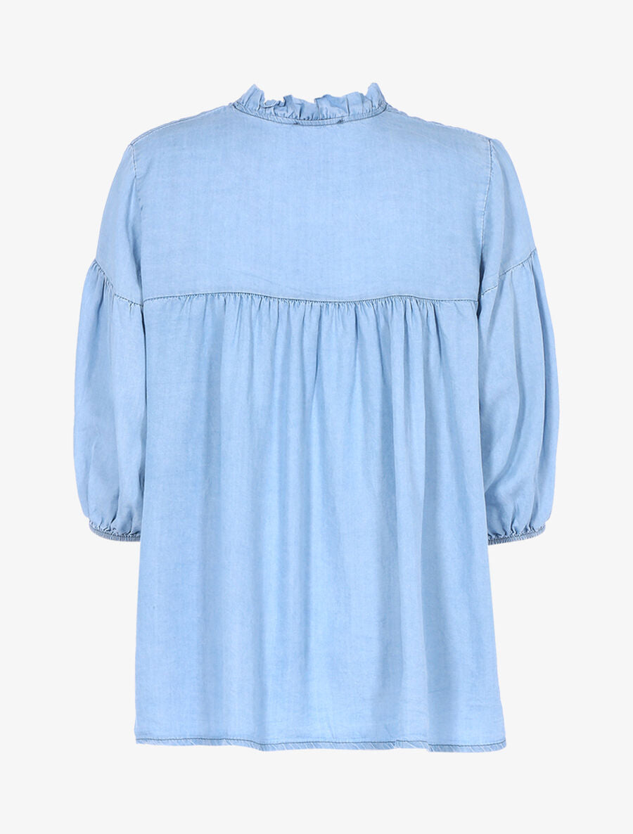 Blouse à manches ballon - Bleu ciel - 2