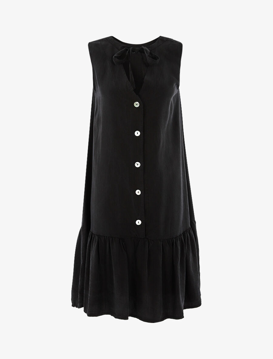 Robe à grand volant - Noir - 1