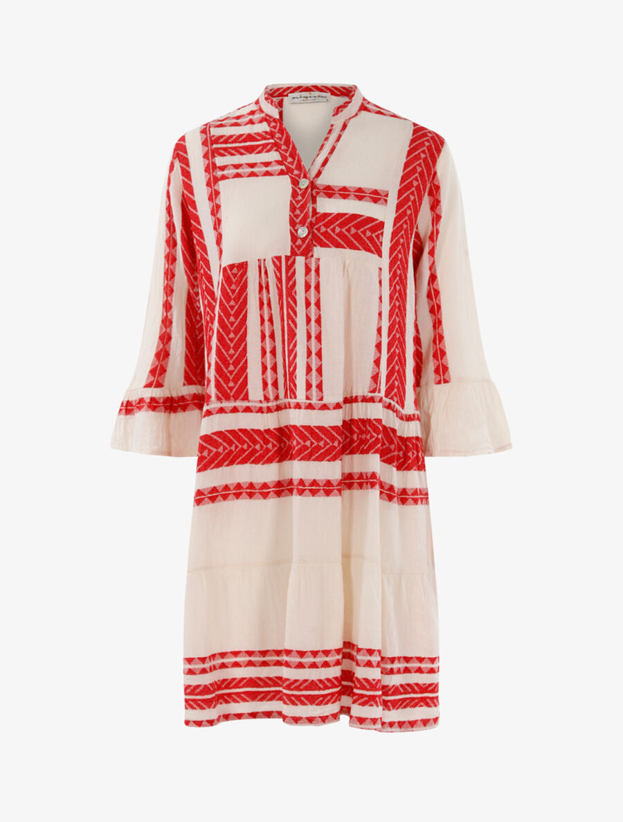 Robe bohème à imprimés - Rouge - 1