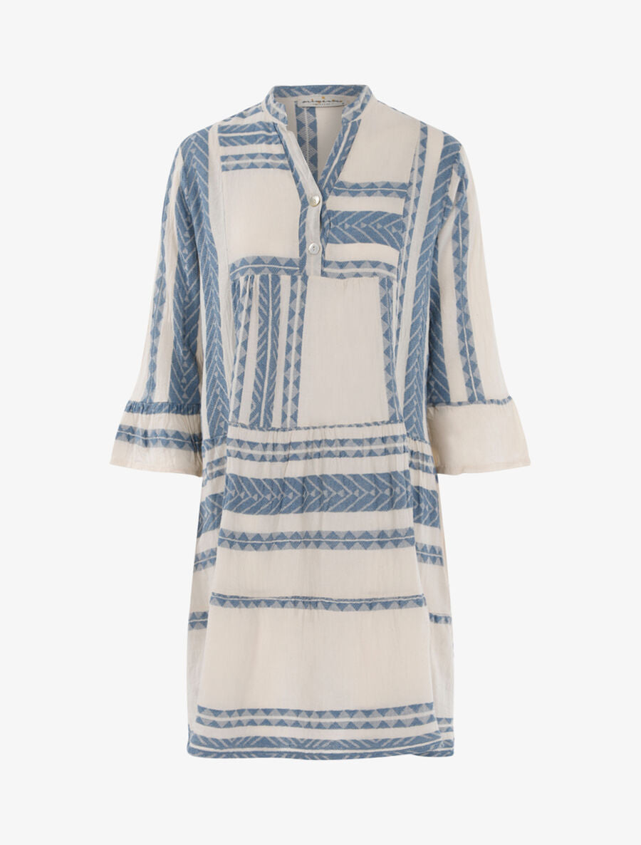 Robe bohème à imprimés - Bleu charrette - 1