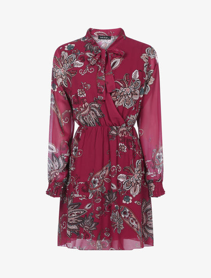 Robe à imprimé cachemire floral - Lie de vin - 1