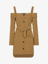 Robe asymétique à épaules nues à revers - Marron - 1