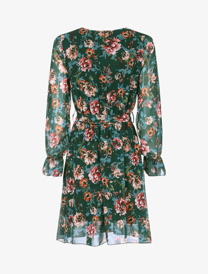 Robe cache coeur à imprimé fleuri - Vert foncé - 2