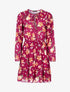 Robe fleurie à buste ajouré - Rouge cerise - 1