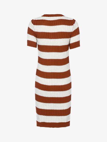 Robe pull à rayures - Brique/beige - 2