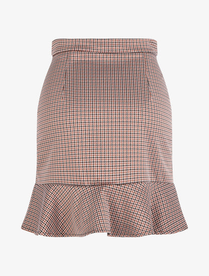 Jupe coupe sirène à carreaux - Marron - 2