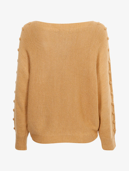 Pull dolman à boutons en relief - Beige foncé - 2