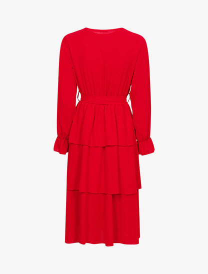 Robe mi longue volantée - Rouge - 2
